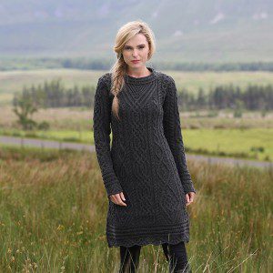 Irish Aran Dress With Scallop Lace